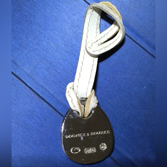 DOONEY & BOURKE SILVER BLUE DUCK WHITE LEATHER KEY FOB BAG CHARM KEYCHAIN - Picture 4 of 6